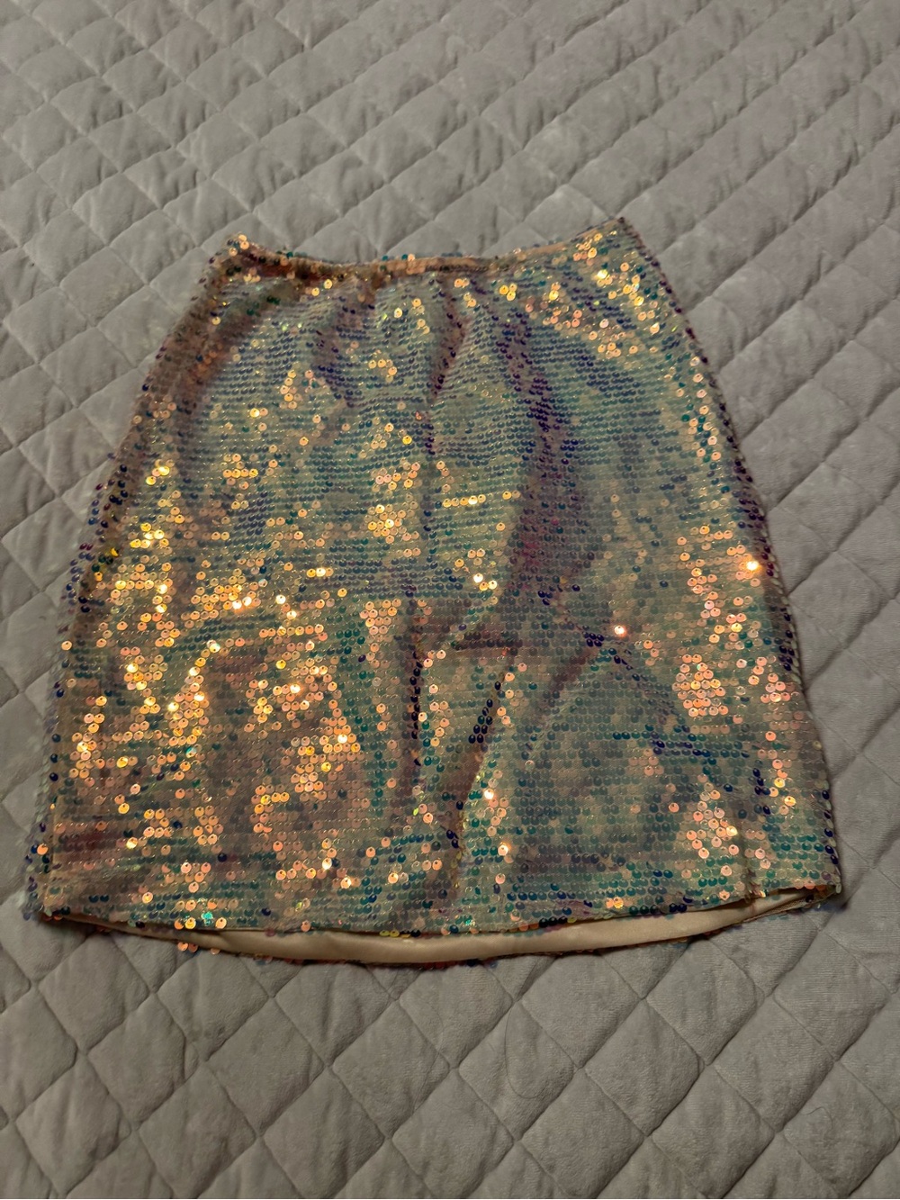 SHEIN Iridescent Sequin Mini Skirt - Gold & Aqua Shine